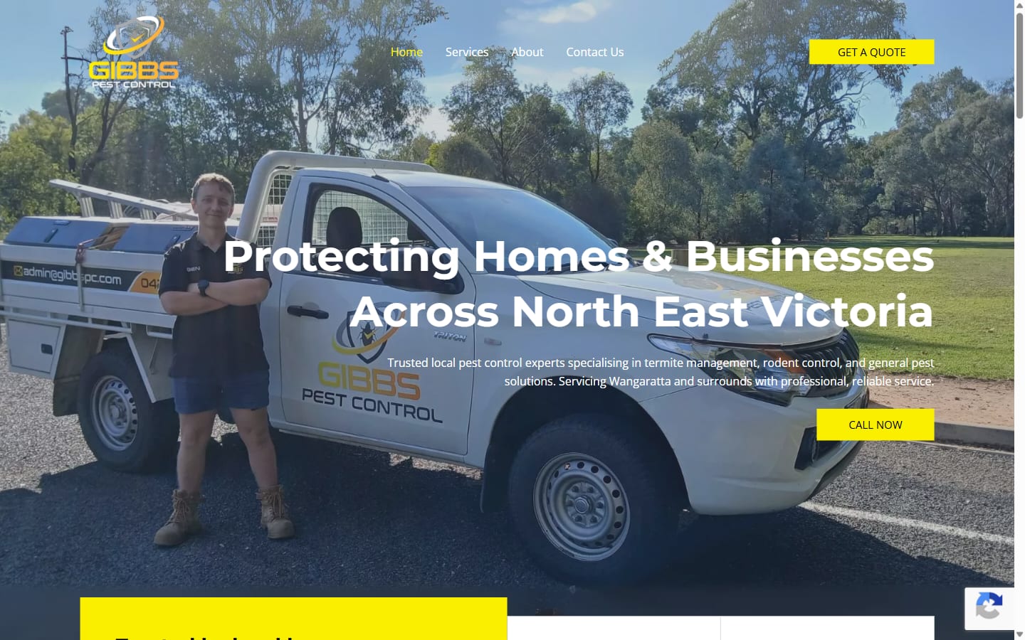 Gibbs Pest Control website — Pest Control · Wangaratta, built by High Country Digital