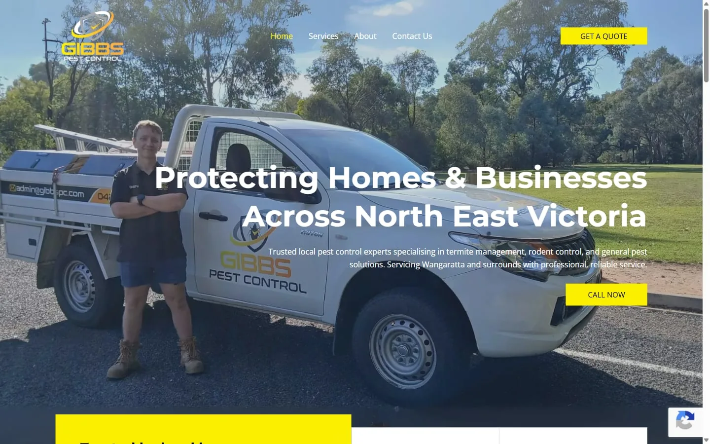 Gibbs Pest Control website — Pest Control · Wangaratta, built by High Country Digital