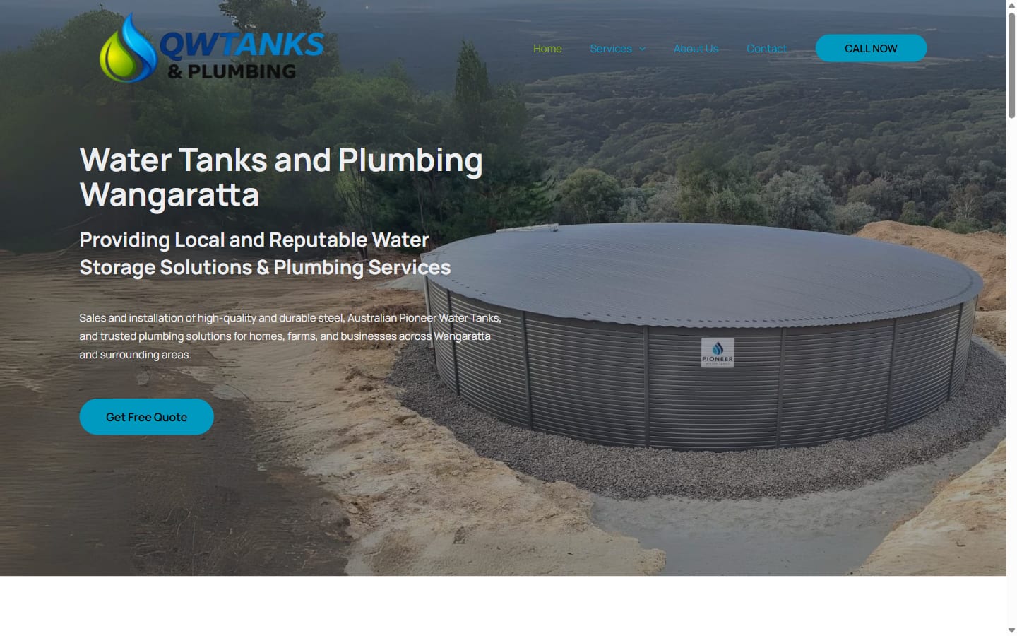 QW Tanks & Plumbing website — Water Tanks & Plumbing · Wangaratta, built by High Country Digital